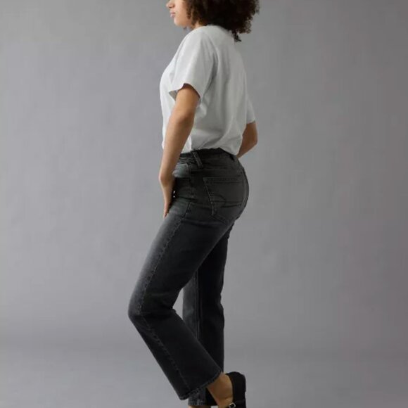 AE American Eagle Curvy Stretch Straight Jeans – Black, NWOT, Size 4 Short - Picture 3 of 6